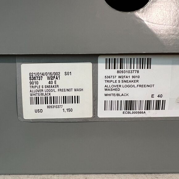 Balenciaga Triple S Sneaker Allover Logo - White - Size 7 - Picture 5 of 7